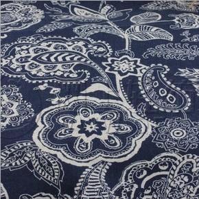 棉麻服裝面料藍印花布江南印象棉麻印花布料桌臺布窗簾服飾布-全球紡織網