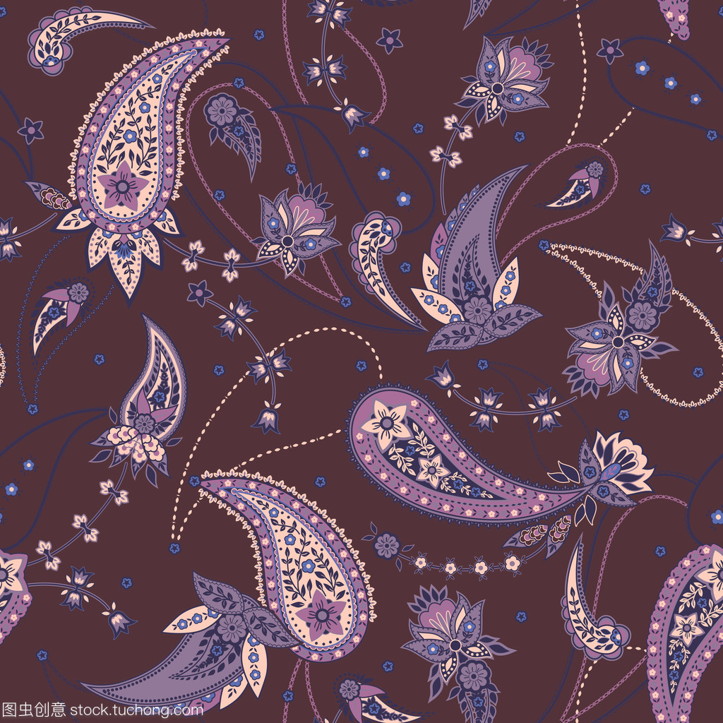 矢量無縫溫柔浪漫花佩斯利圖案 花布的經(jīng)典與優(yōu)雅